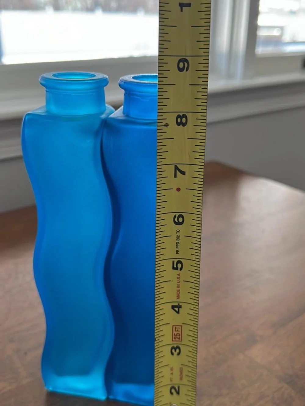 Blue Wavy Glass Vase Pair - Home Accents
